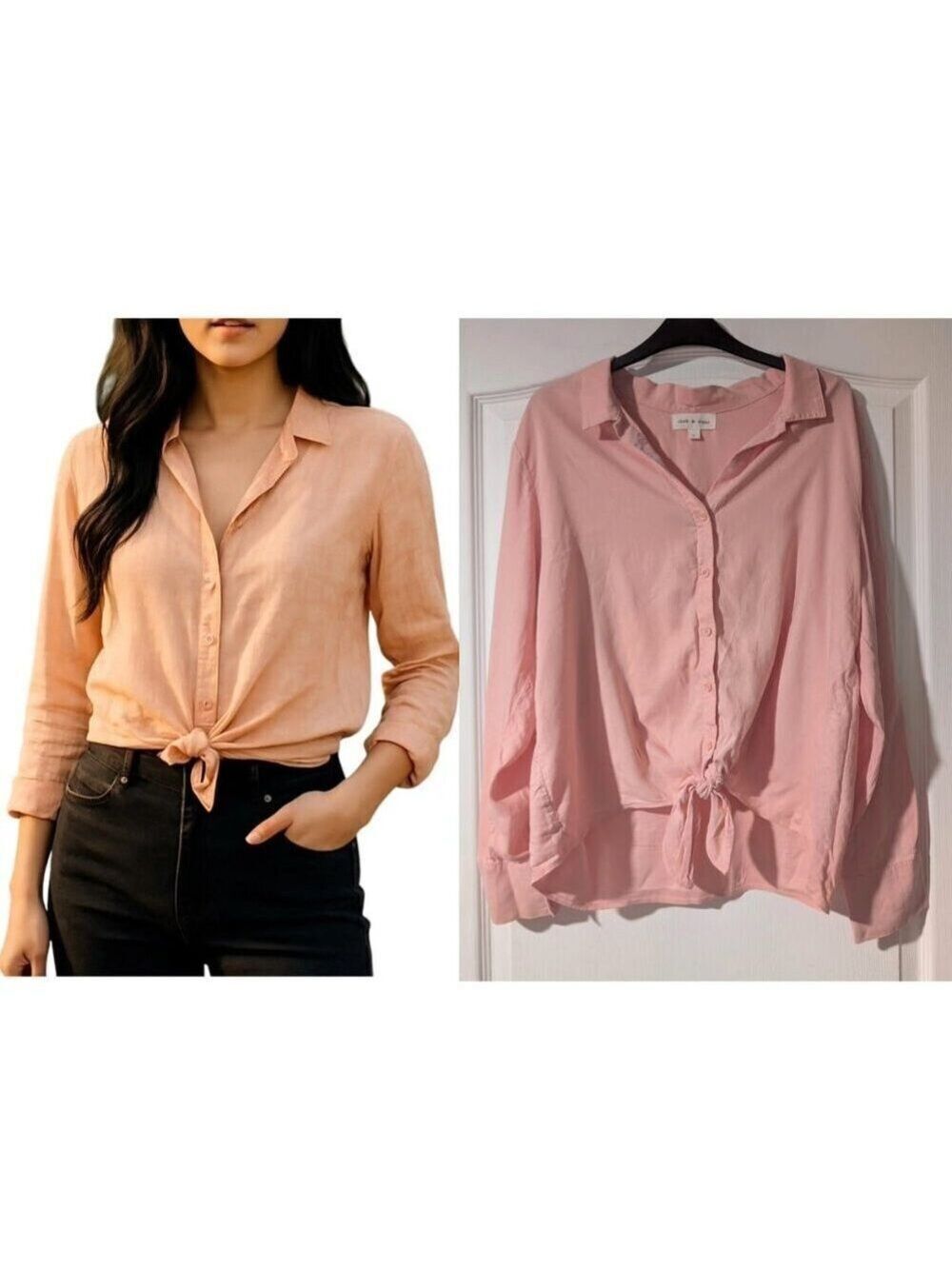 Cloth & Stone | Tie-front Button Down Shirt In Pink
